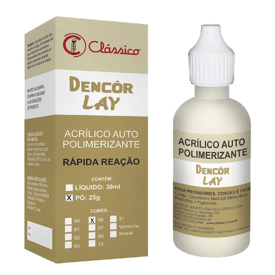 Resina Acrílica Dencor Lay Auto Polimerizante em Pó - Clássico